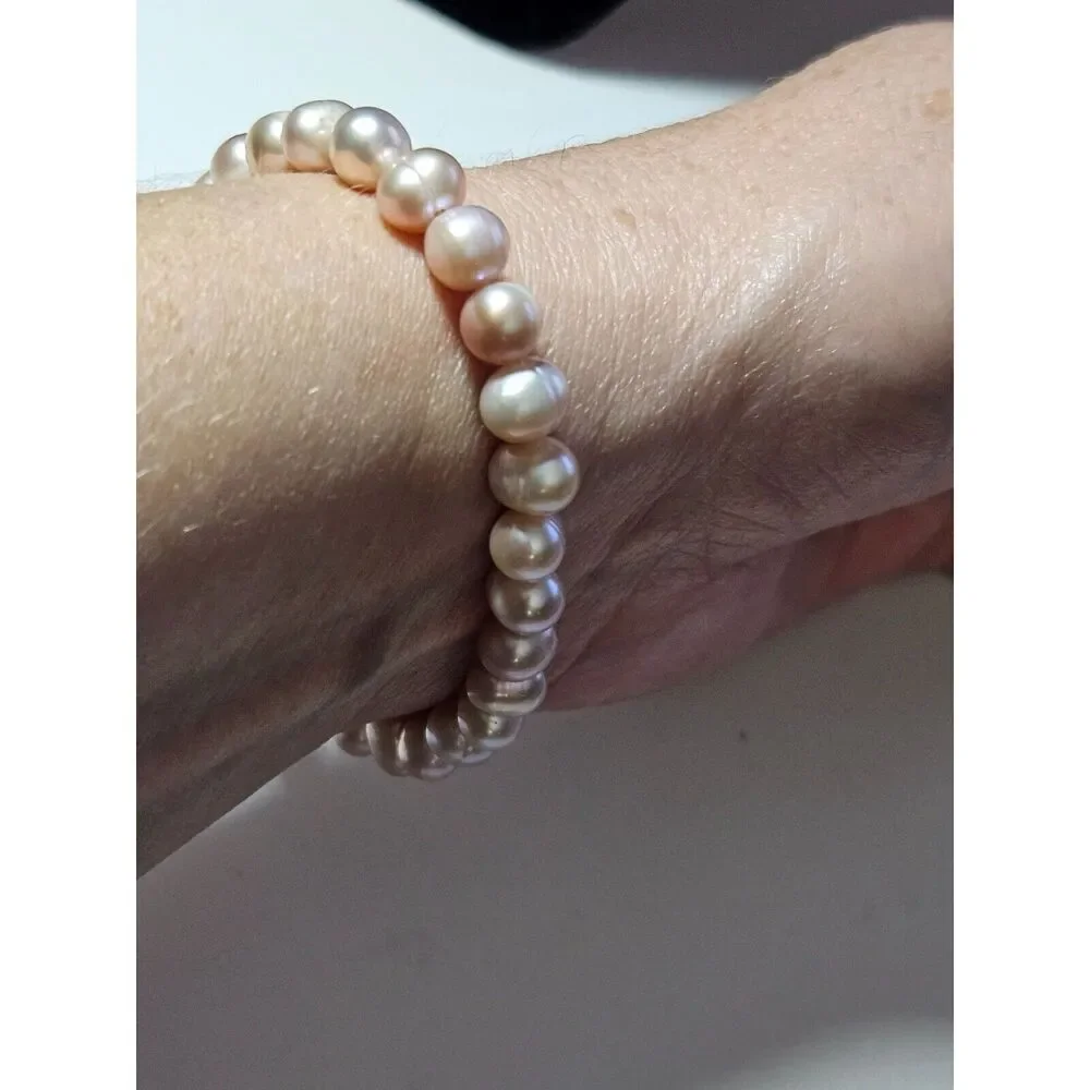 Pink freshwater pearl bracelet 7